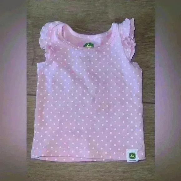 5/$10-John Deere Baby Girl Pink Polkadot Short Sleeve Shirt Size 3-6 Months - Picture 1 of 3